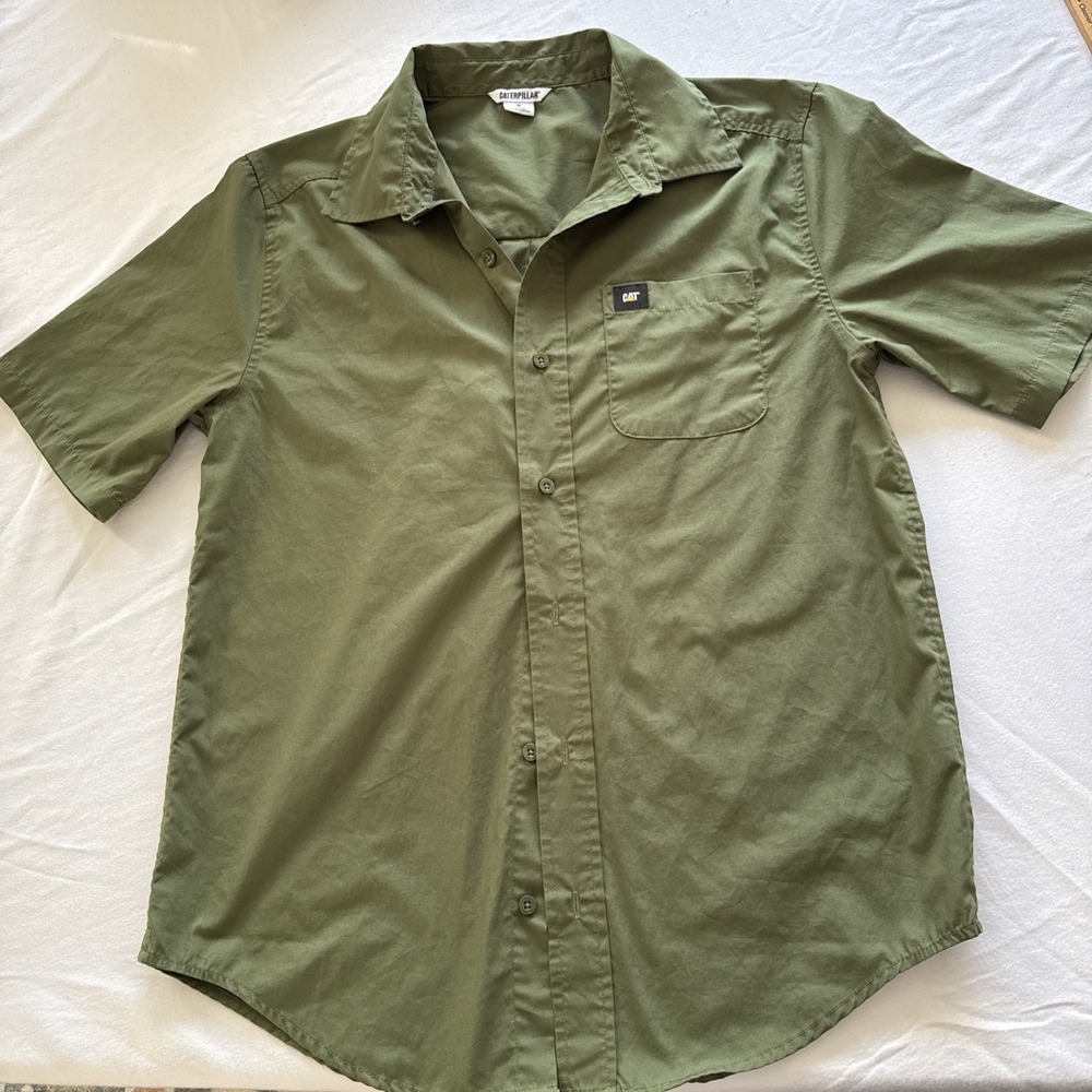 Caterpillar Cat Men's Short Sleeve, Button Shirt, Green